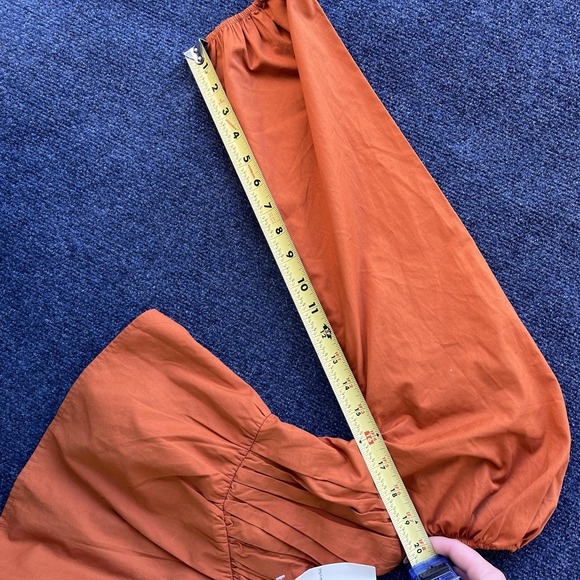 Abercrombie & Fitch Shirt Womens XS Rust Sweetheart Smocked Peplum Puff Sleeve - Picture 9 of 10